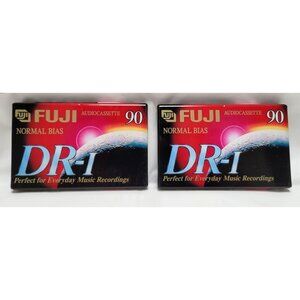 Lot of 2 Fuji DR-I 90 Min Normal Bias Audio Cassettes With Extra Slim Case